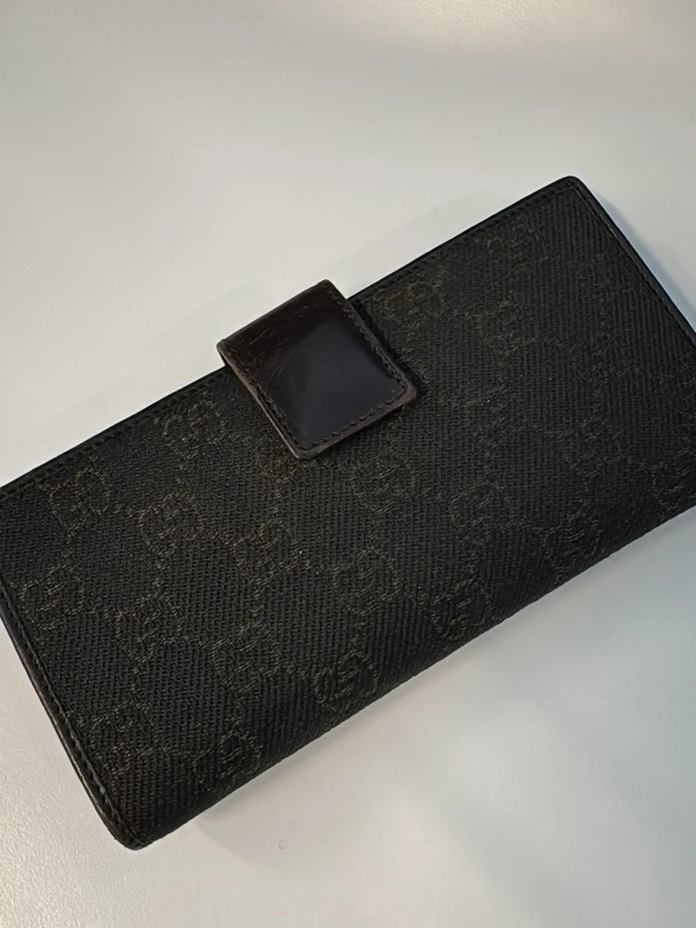 Gucci Brown Leather & Monogram Card Holder Wallet